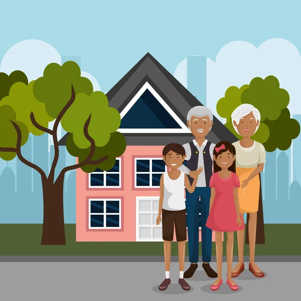 Aile üyeleri açık havada karakterler