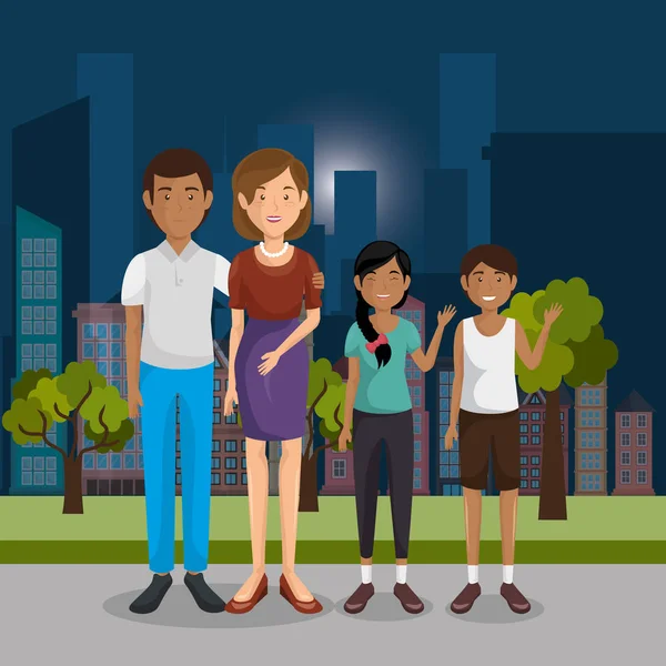 Aile üyeleri açık havada karakterler