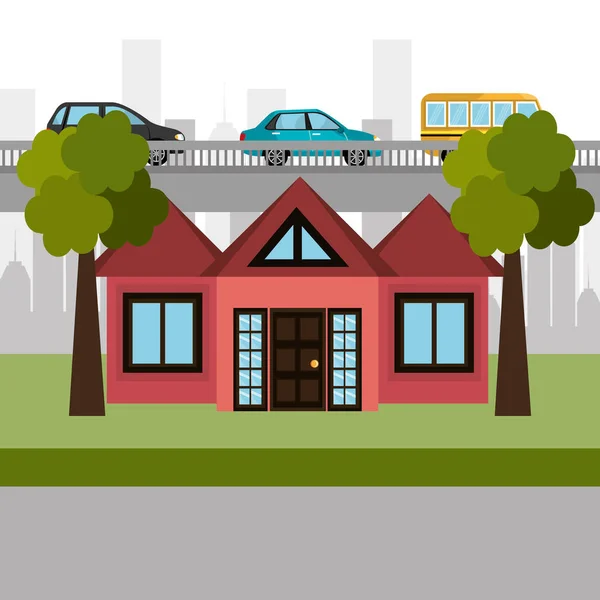 House in the neighborhood scene — Stock Vector