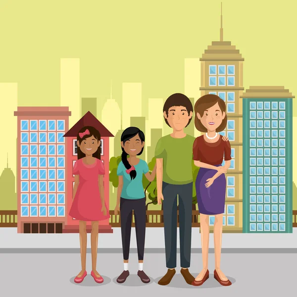 Aile üyeleri açık havada karakterler