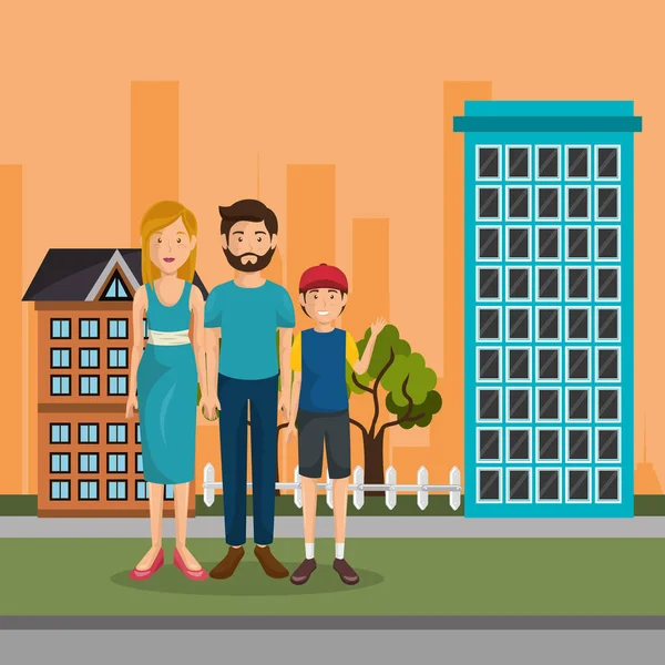 Aile üyeleri açık havada karakterler