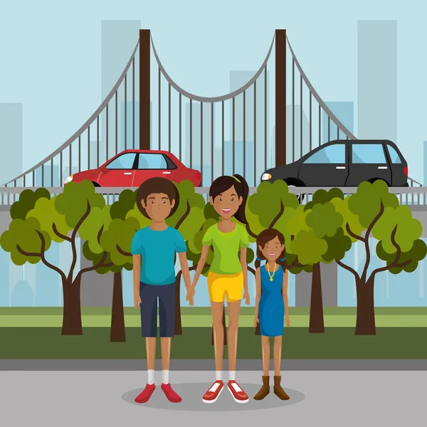 Aile üyeleri açık havada karakterler