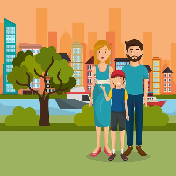 Aile üyeleri açık havada karakterler