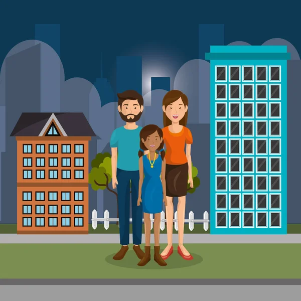 Aile üyeleri açık havada karakterler