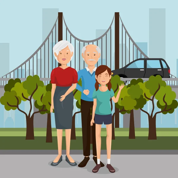 Aile üyeleri açık havada karakterler