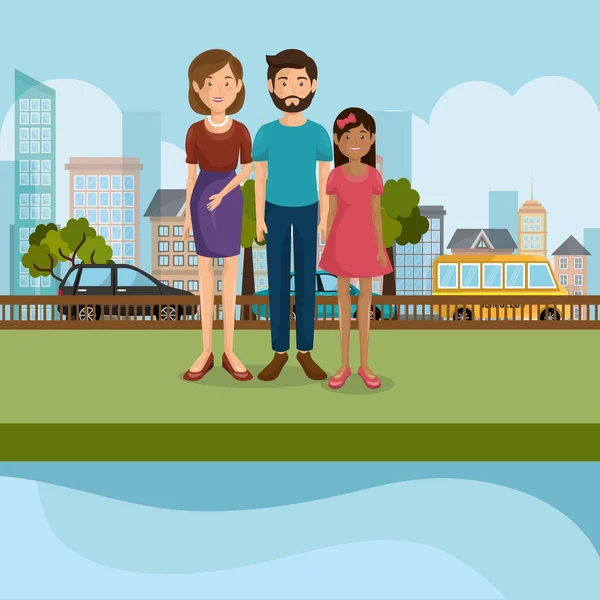 Aile üyeleri açık havada karakterler