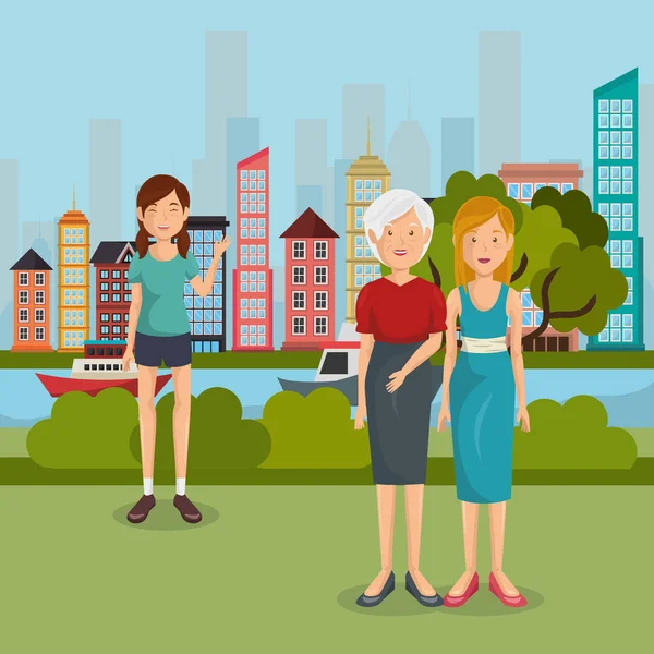 Aile üyeleri açık havada karakterler