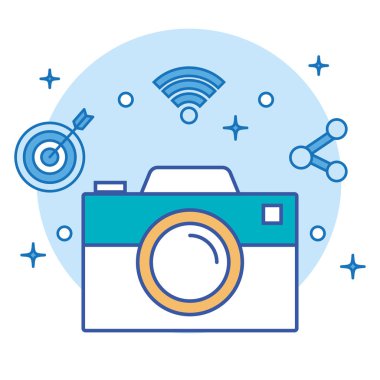 Sosyal medya pazarlama seti vektör illüstrasyon tasarımı