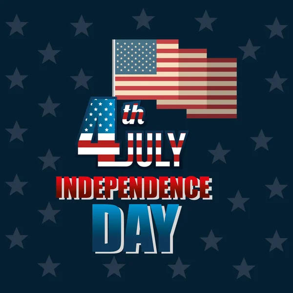 Ziua Independenței SUA cu steag — Vector de stoc