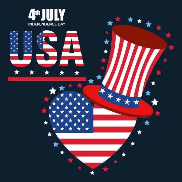 Den nezávislosti USA s kloboukem — Stockový vektor