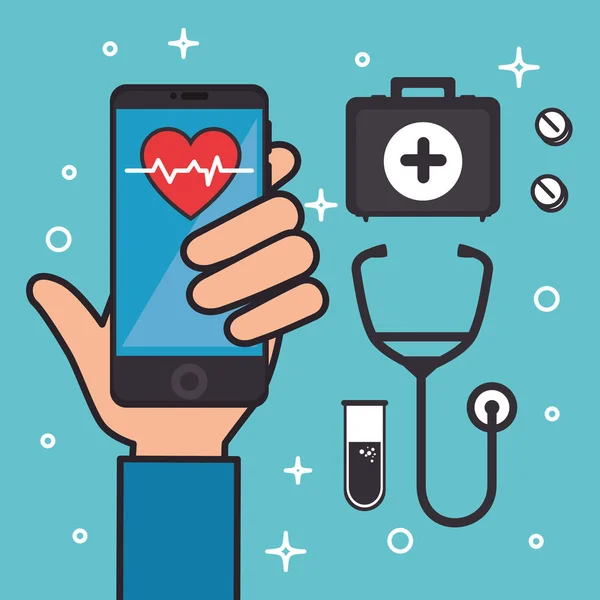 Medycyna online opieki zdrowotnej ikony — Wektor stockowy
