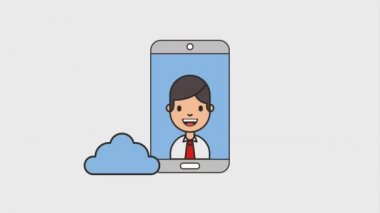 Smartphone işadamı ve net çalışma bulut