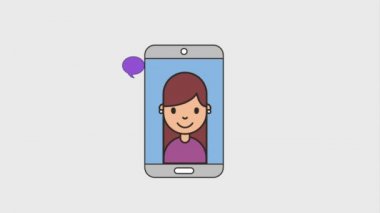 Kız telefon konuşma balonu Paylaş video favori net çalışması