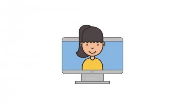 Genç kadın ekran bilgisayar net çalışma mesaj animasyon hd