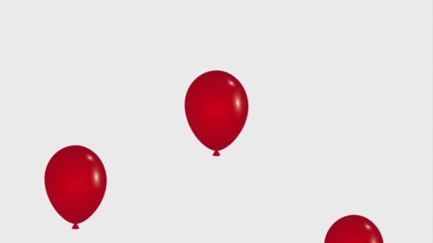Fallande röda ballonger vita bakgrunden svart fredag animering hd — Stockvideo