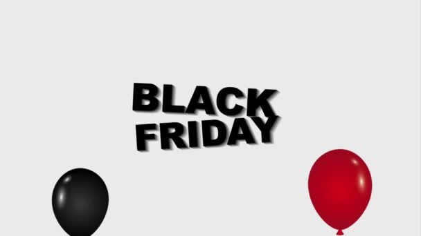 Черный пятница распродажа надписи декоративные воздушные шары черная пятница анимация hd — стоковое видео