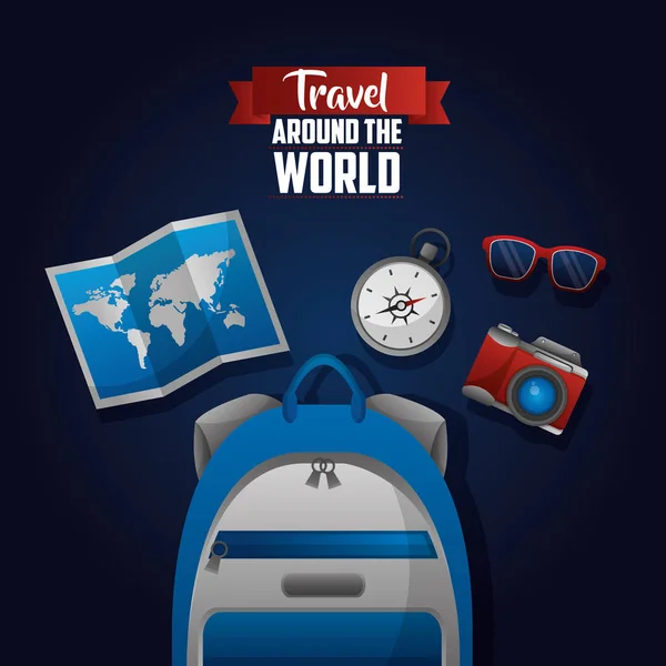 Viajar alrededor del mundo — Vector de stock