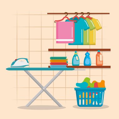 Çamaşırhane hizmeti simgelerini ile Ütü masası