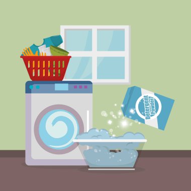 Çamaşırhane hizmeti simgelerini yıkama makinesi