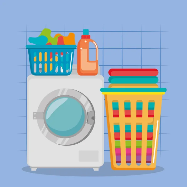 Wash machine with laundry service icons — Stock Vector