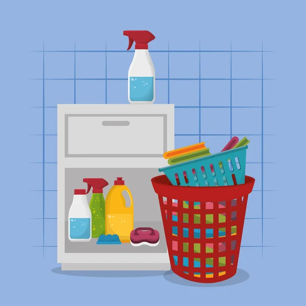 Tvätt service set produkter — Stock vektor