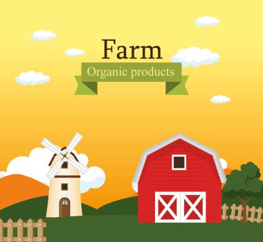 çiftlik sahne organik ürünler etiket