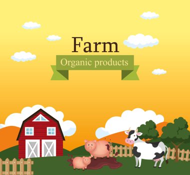 çiftlik sahne organik ürünler etiket