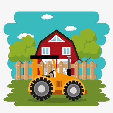 çiftlik sahnesinde traktör