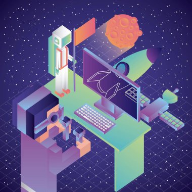 adam oyun sanal gerçeklik roket astronot gezegen uydu