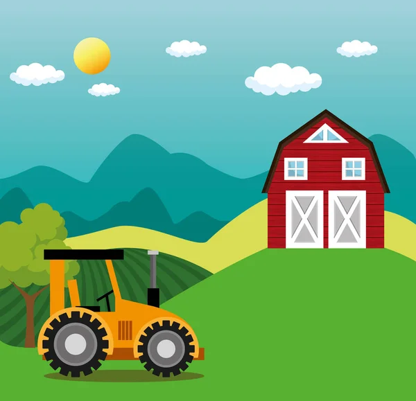 Трактор на ферме — стоковый вектор