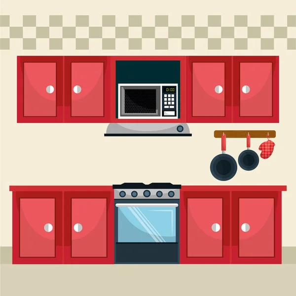 Cocina iconos escena moderna — Vector de stock