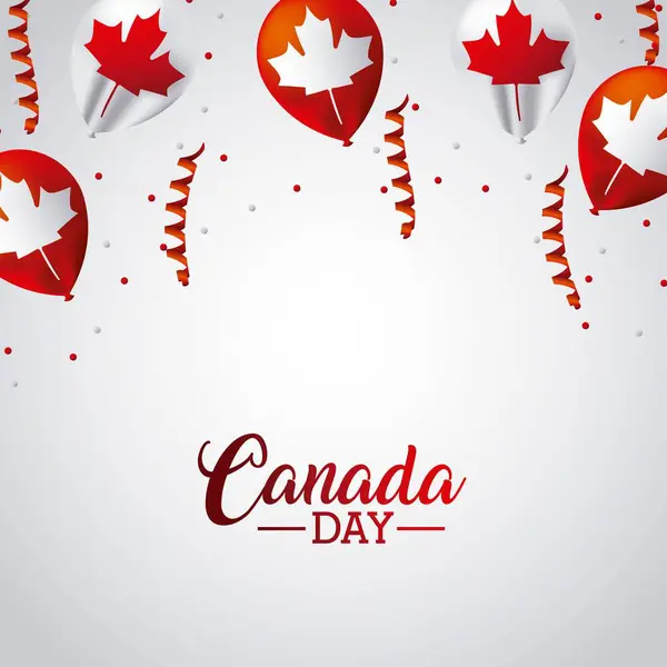 Giornata Canada Serpentine Palloncini Bandiera Lasciare Acero Vettoriale Illustrazione — Vettoriale Stock