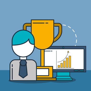 işadamı bilgisayar ve kupa dijital pazarlama