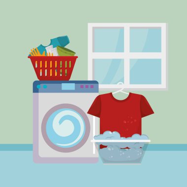 Çamaşırhane hizmeti simgelerini yıkama makinesi