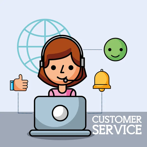 Operator working in laptop customer service — Stock Vector