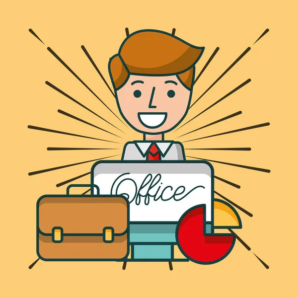 Office supplies and people — Stock Vector