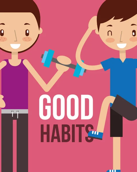 Jungen und Mädchen gesunde gute Gewohnheiten — Stockvektor