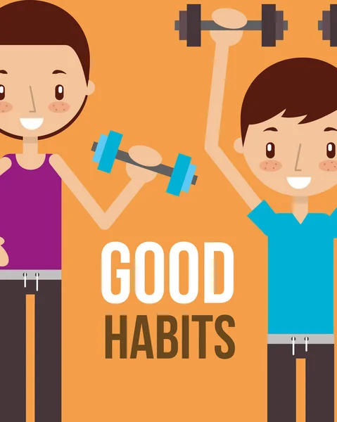 Niño y niña buenos hábitos saludables — Vector de stock