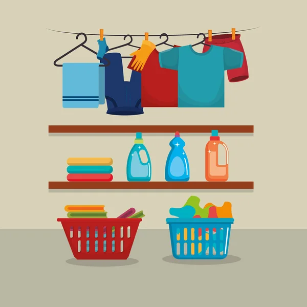 带洗衣服务图标的衣服 — 图库矢量图片