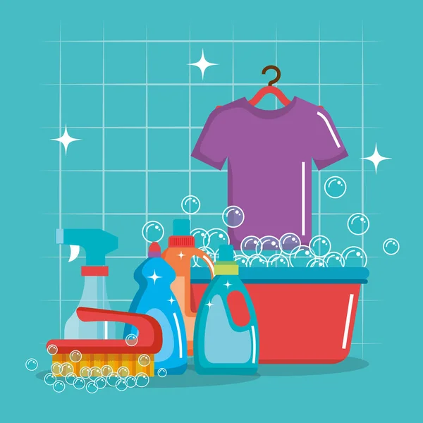 Tvätt service set produkter — Stock vektor