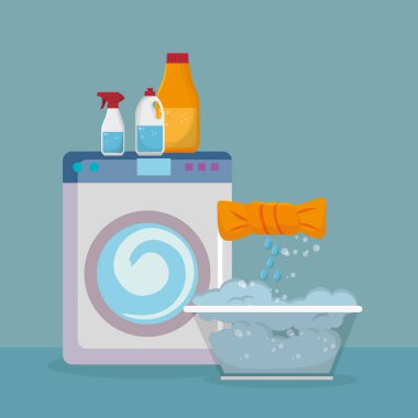 Çamaşırhane hizmeti simgelerini yıkama makinesi
