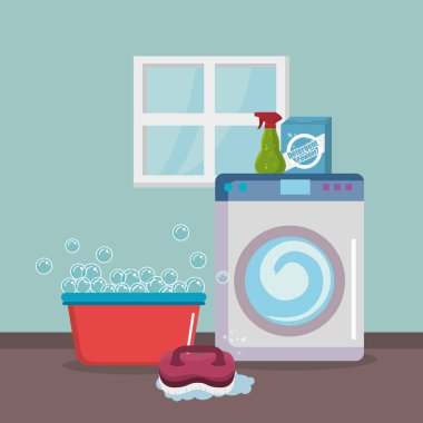 Çamaşırhane hizmeti simgelerini yıkama makinesi