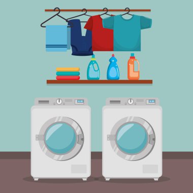Çamaşırhane hizmeti simgelerini yıkama makinesi