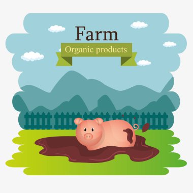 çiftlik sahne organik ürünler etiket