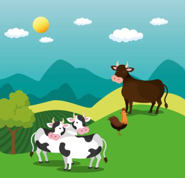 hayvan çiftliği sahnesinde