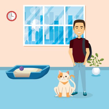 ev tatlı maskotu olan genç adam