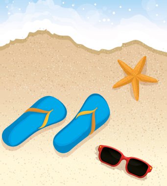 yaz tatil simgeleri ile plaj