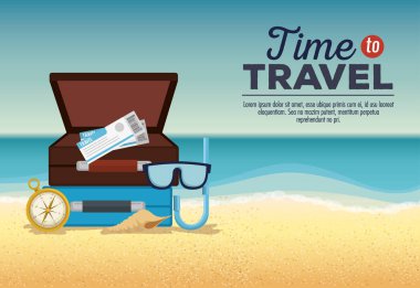 yaz tatil simgeleri ile plaj