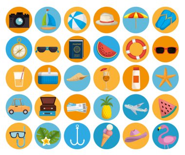 yaz tatili Icons set