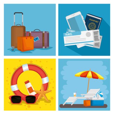 yaz tatili Icons set